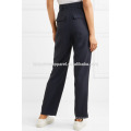 Belted Twill Straight-Bein-Hosen Herstellung Großhandel Mode Frauen Bekleidung (TA3014P)